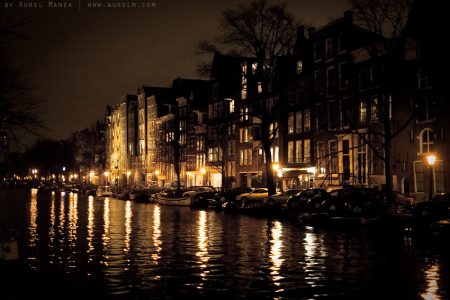 Amsterdam canal at night 01