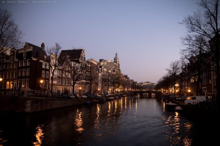 Amsterdam dusk over canal 01