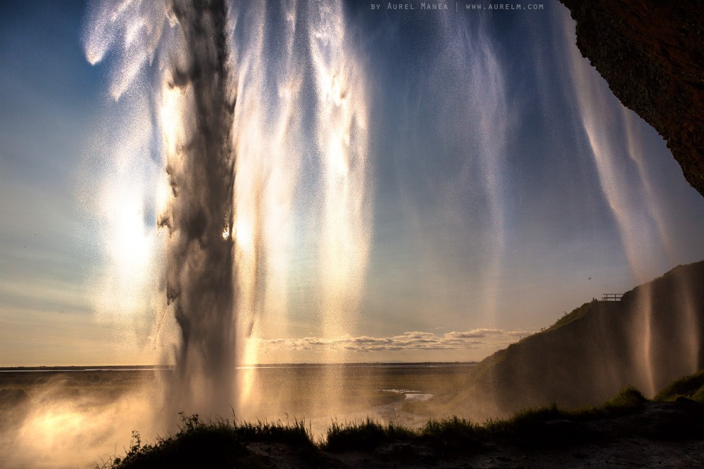 Iceland Skogafoss waterfall sunset 02